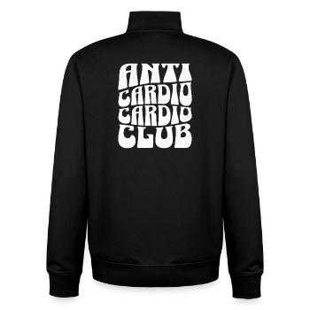 Anti Cardio Cardio Club – Gym Humor - Unisex Organic Zip Sweatshirt by Stanley/Stella - black - Back - AI Model Male 185 light (185cm)