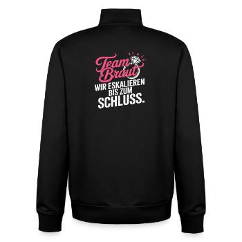 Team Braut Wir Eskalieren Crew Squad JGA Frauen - Unisex Organic Zip Sweatshirt von Stanley/Stella - Schwarz - Hinten - AI Model Male 185 light (185cm)
