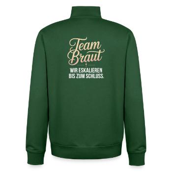 Team Braut Wir Eskalieren Crew Squad JGA Frauen - Unisex Organic Zip Sweatshirt von Stanley/Stella - Flaschengrün - Hinten - AI Model Male 185 dark (185cm)