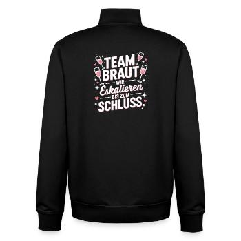 Team Braut Wir Eskalieren Crew Squad JGA Frauen - Unisex Organic Zip Sweatshirt von Stanley/Stella - Schwarz - Hinten - AI Model Male 185 light (185cm)
