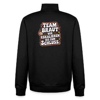 Team Braut Wir Eskalieren Crew Squad JGA Frauen - Unisex Organic Zip Sweatshirt von Stanley/Stella - Schwarz - Hinten - AI Model Male 185 light (185cm)