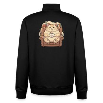 Cuddly kitten with heart coffee - Unisex Organic Zip Sweatshirt by Stanley/Stella - black - Back - AI Model Male 185 light (185cm)