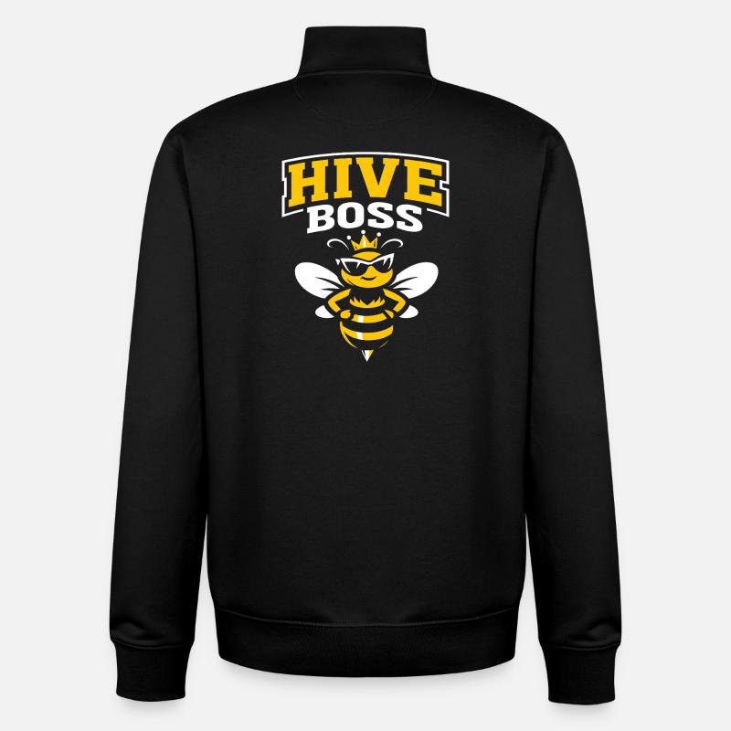 Funny Bee Beekeeper King - Unisex Organic Zip Sweatshirt by Stanley/Stella - black