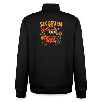 Six Seven 67 Italian Brainrot Ninja Humor Funny - Unisex Organic Zip Sweatshirt by Stanley/Stella - black - Back - AI Model Male 185 light (185cm)