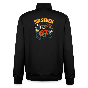 Six Seven 67 Italian Brainrot Ninja Humor Funny - Unisex Organic Zip Sweatshirt by Stanley/Stella - black - Back - AI Model Male 185 light (185cm)