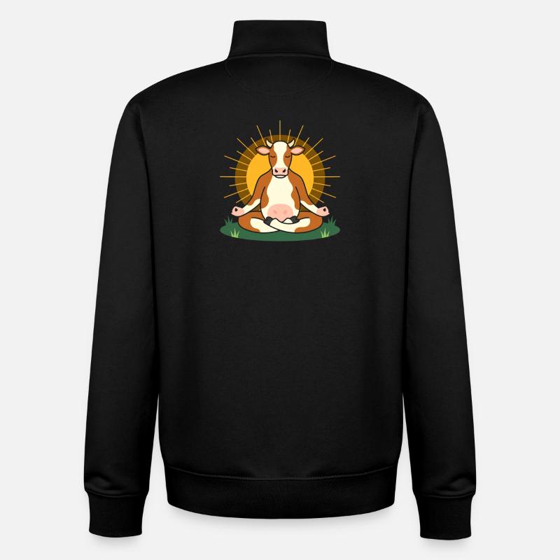Vache de méditation du soleil - Sweat zippé unisexe en coton bio Stanley/Stella - noir