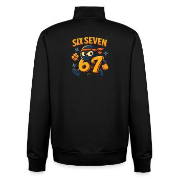 Six Seven 67 Italian Brainrot Ninja Humor Funny - Unisex Organic Zip Sweatshirt by Stanley/Stella - black - Back - AI Model Male 185 light (185cm)