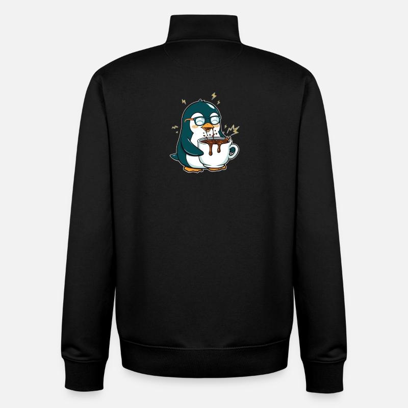 Koffein-Pinguin: Eiskalt & Hochgefahren - Unisex Organic Zip Sweatshirt by Stanley/Stella - black