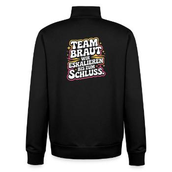 Team Braut Wir Eskalieren Crew Squad JGA Frauen - Unisex Organic Zip Sweatshirt von Stanley/Stella - Schwarz - Hinten - AI Model Male 185 light (185cm)