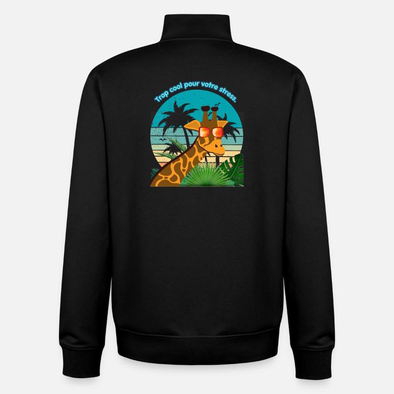La girafe cool - Sweat zippé unisexe en coton bio Stanley/Stella - noir