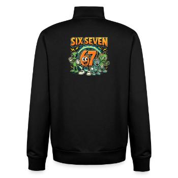 Six Seven 67 Italian Brainrot Nerd Humour Drôle - Sweat zippé unisexe en coton bio Stanley/Stella - noir - Dos - AI Model Male 185 light (185cm)