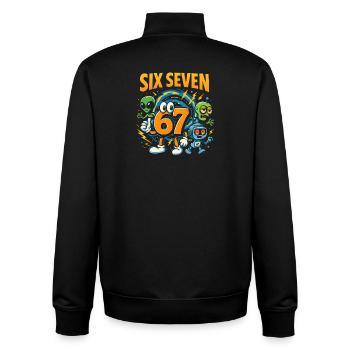 Six Seven 67 Italian Brainrot Nerd Humour Drôle - Sweat zippé unisexe en coton bio Stanley/Stella - noir - Dos - AI Model Male 185 light (185cm)