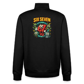 Six Seven 67 Italian Brainrot Nerd Humour Drôle - Sweat zippé unisexe en coton bio Stanley/Stella - noir - Dos - AI Model Male 185 light (185cm)