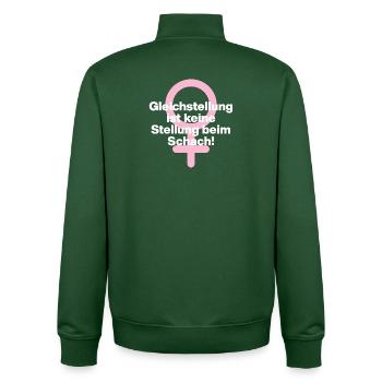 GLEICHSTELLUNG KEIN SCHACHZUG! ♀ GIRLPOWER GIRLS - Unisex Organic Zip Sweatshirt von Stanley/Stella - Flaschengrün - Hinten - AI Model Male 185 dark (185cm)