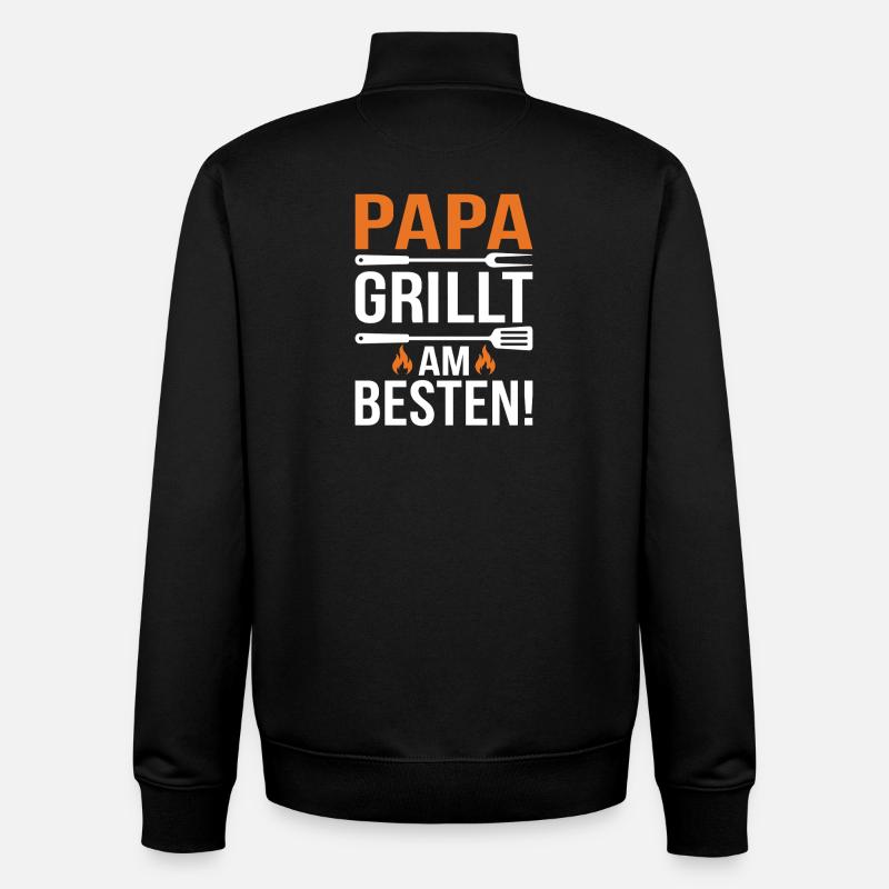 Papa Grillt Am Besten - Unisex Organic Zip Sweatshirt von Stanley/Stella - Schwarz
