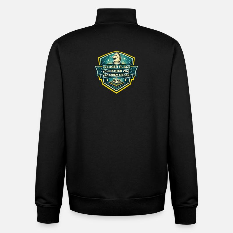 Schachheld Badge: Kluger Plan Sieger - Unisex Organic Zip Sweatshirt von Stanley/Stella - Schwarz