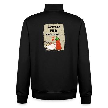 Asia Noodles Sriracha Love - Sweat zippé unisexe en coton bio Stanley/Stella - noir - Dos - AI Model Male 185 light (185cm)