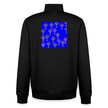 Neon Cross Pattern on Cobalt Blue - Unisex Organic Zip Sweatshirt by Stanley/Stella - black - Back - AI Model Male 185 light (185cm)