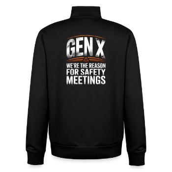 Gen X Security Meetings Saying - Unisex Organic Zip Sweatshirt by Stanley/Stella - black - Back - AI Model Male 185 light (185cm)