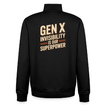 Gen X – Invisibility is our superpower - Unisex Organic Zip Sweatshirt by Stanley/Stella - black - Back - AI Model Male 185 light (185cm)