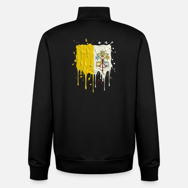 Vatikans Gelb-Weiß Farbsplit - Unisex Organic Zip Sweatshirt von Stanley/Stella - Schwarz