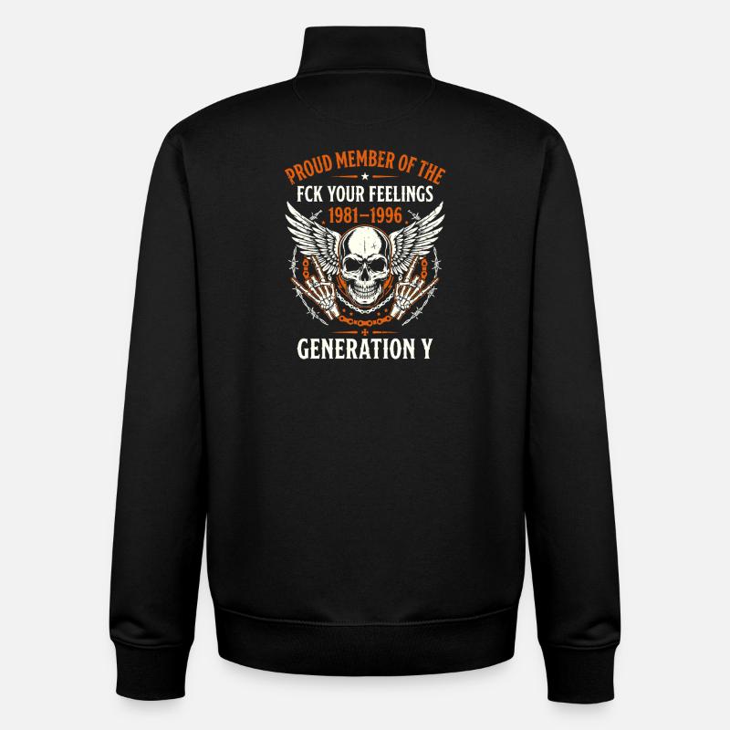 Gen Y Skull Wings 1981-1996 - Unisex Organic Zip Sweatshirt by Stanley/Stella - black