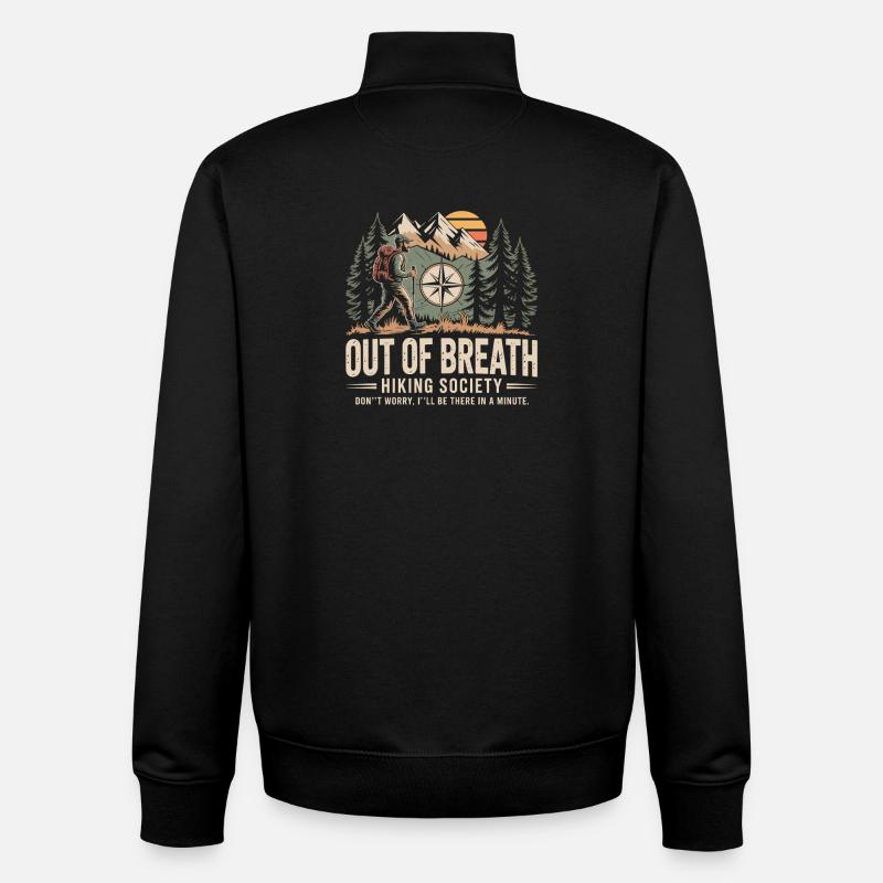 Société de randonnée essoufflée - Sweat zippé unisexe en coton bio Stanley/Stella - noir