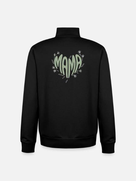 Mama Herzschrift mit Blüten - Unisex Organic Zip Sweatshirt von Stanley/Stella - Schwarz