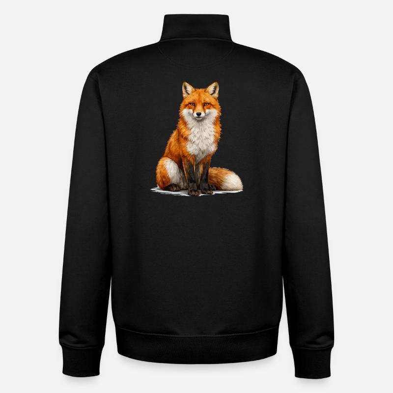 Renard - Sweat zippé unisexe en coton bio Stanley/Stella - noir