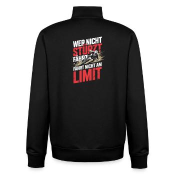  Wer Nicht Stürzt Fährt Fährt Nicht Am Limit - Unisex Organic Zip Sweatshirt von Stanley/Stella - Schwarz - Hinten - AI Model Male 185 light (185cm)