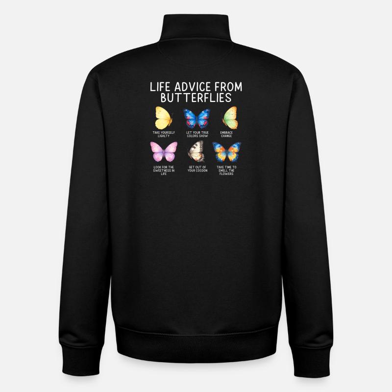 Jardin inspirant des papillons monarques - Sweat zippé unisexe en coton bio Stanley/Stella - noir
