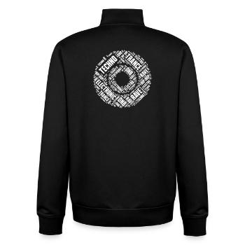 Techno Music Word Circle - Unisex Organic Zip Sweatshirt by Stanley/Stella - black - Back - AI Model Male 185 light (185cm)