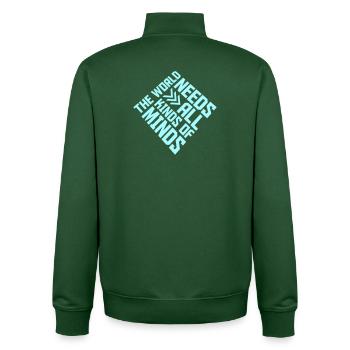 The World Needs All Kinds Of Minds Inspirierend - Unisex Organic Zip Sweatshirt von Stanley/Stella - Flaschengrün - Hinten - AI Model Male 185 dark (185cm)