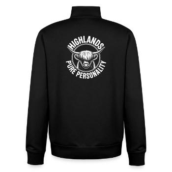 Highland Cow Circle Logo - Unisex Organic Zip Sweatshirt by Stanley/Stella - black - Back - AI Model Male 185 light (185cm)