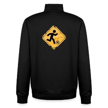 Yellow warning sign soccer runner - Unisex Organic Zip Sweatshirt by Stanley/Stella - black - Back - AI Model Male 185 light (185cm)