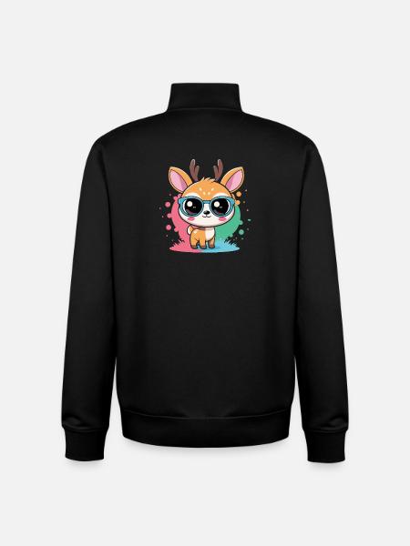 Adorable Deer Blue Glasses - Unisex Organic Zip Sweatshirt by Stanley/Stella - black