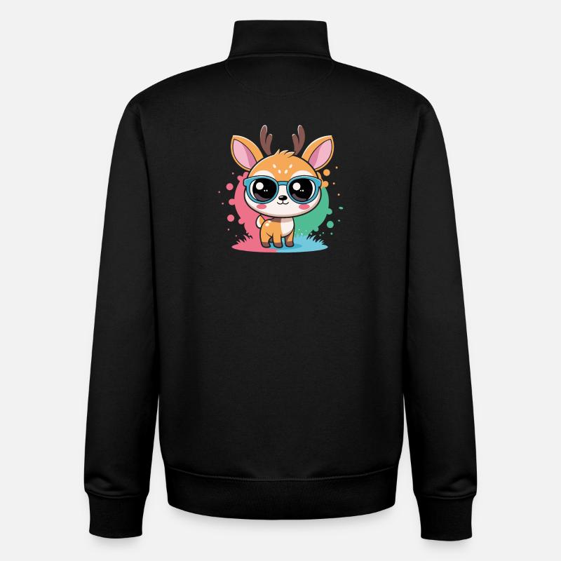Niedliche Hirschblaue Brille - Unisex Organic Zip Sweatshirt von Stanley/Stella - Schwarz