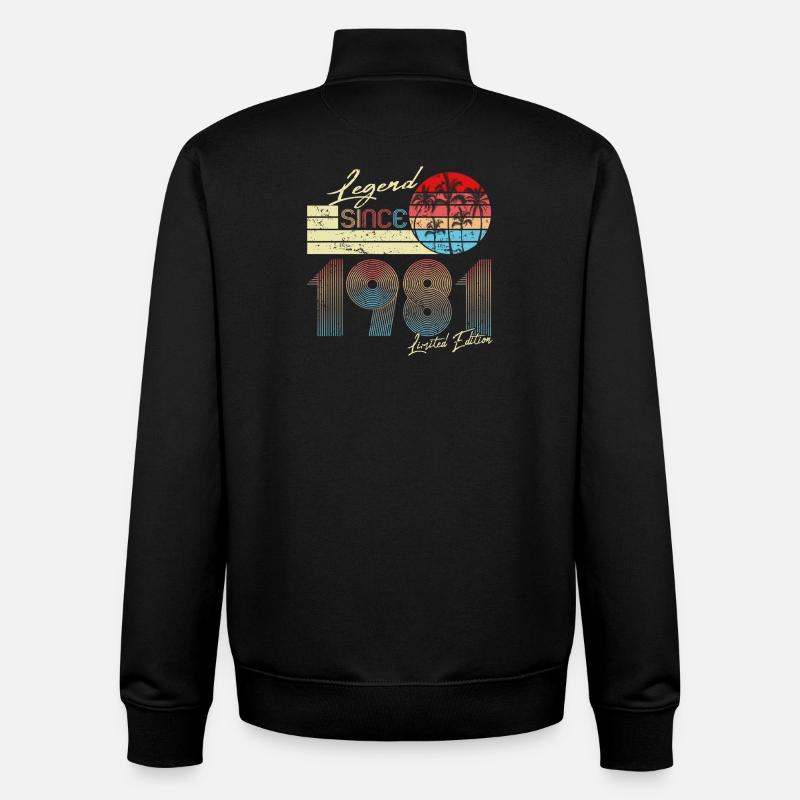 Retro Legend 1981 Édition Limitée - Sweat zippé unisexe en coton bio Stanley/Stella - noir