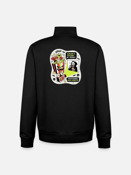 Popcorn Monster Therapy - Unisex Organic Zip Sweatshirt by Stanley/Stella - black