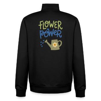 Conception d’arrosoirs de jardinage mignons Flower Power - Sweat zippé unisexe en coton bio Stanley/Stella - noir - Dos - AI Model Male 185 light (185cm)