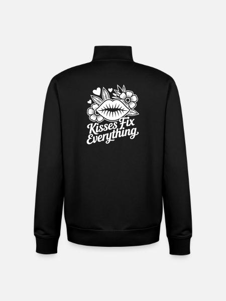 Kisses heal everything - Unisex Organic Zip Sweatshirt by Stanley/Stella - black