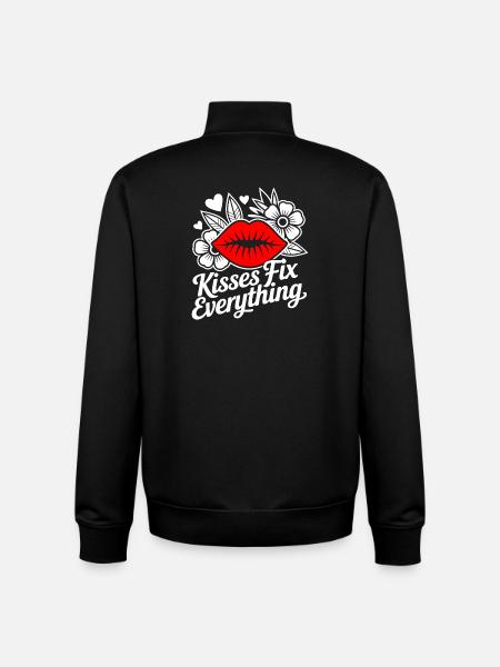 Kisses heal everything - Unisex Organic Zip Sweatshirt by Stanley/Stella - black