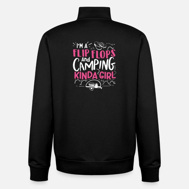 Flip-Flops-Camping-Mädchen - Unisex Organic Zip Sweatshirt von Stanley/Stella - Schwarz