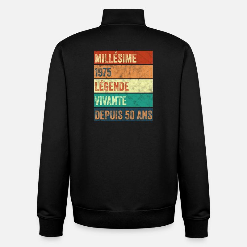 Millésime 1975 Légende - Sweat zippé unisexe en coton bio Stanley/Stella - noir