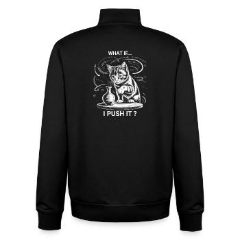 Cat Owners Humor Cat Logic Funny Cats - Unisex Organic Zip Sweatshirt by Stanley/Stella - black - Back - AI Model Male 185 light (185cm)