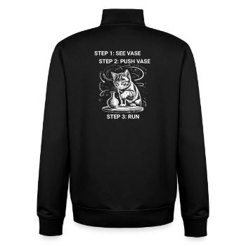 Cat Owners Humor Cat Logic Funny Cats - Unisex Organic Zip Sweatshirt by Stanley/Stella - black - Back - AI Model Male 185 light (185cm)