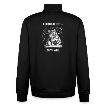 Cat Owners Humor Cat Logic Funny Cats - Unisex Organic Zip Sweatshirt by Stanley/Stella - black - Back - AI Model Male 185 light (185cm)