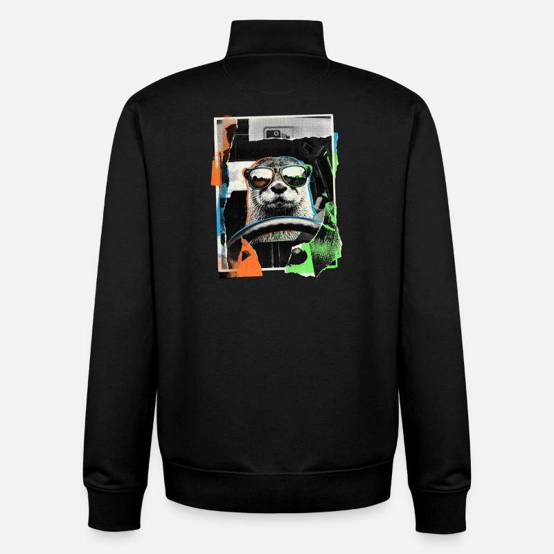 Lustiger Otter - Unisex Organic Zip Sweatshirt von Stanley/Stella - Schwarz