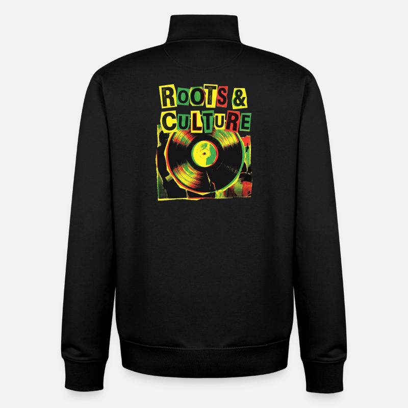 Racines et culture Reggae - Sweat zippé unisexe en coton bio Stanley/Stella - noir