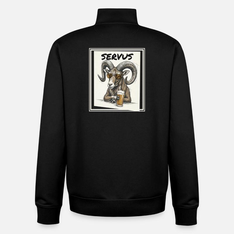 Beer mouflon - Unisex Organic Zip Sweatshirt by Stanley/Stella - black